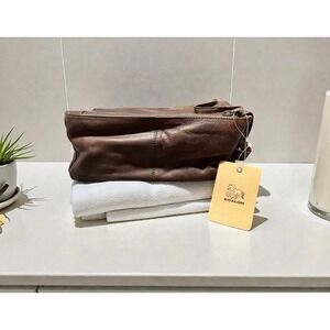 Estalon Genuine Leather Toiletry Bag For Men Women - Large Travel Dopp Kit NEW